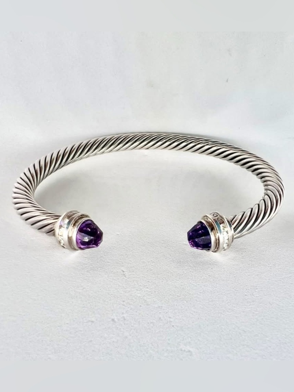 David Yurman Cable Classics Bracelet in Sterling Silver with Amethyst and Pavé D